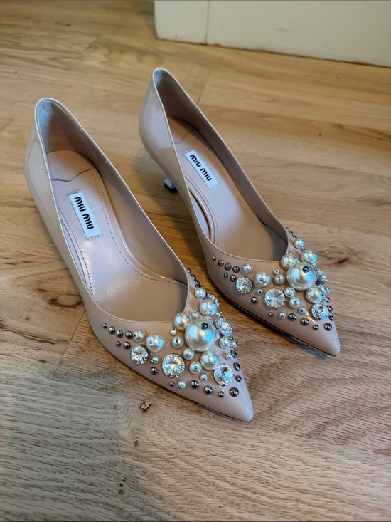 Miu Miu Shoes - Miu Miu Blush Pearl & Crystal Pointed-Toe Pumps
